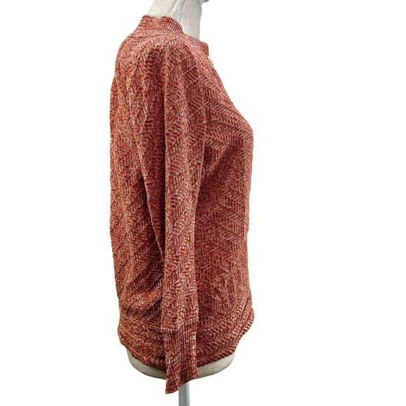 Luca Luca Cotton Knit Textured Sweater High Ribbed Collar Wool Free - Picture 6 of 8